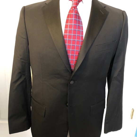 Joseph Abboud Tuxedo BLACK 40S Wool 34Wx27 2-Btn E - Picture 1 of 6